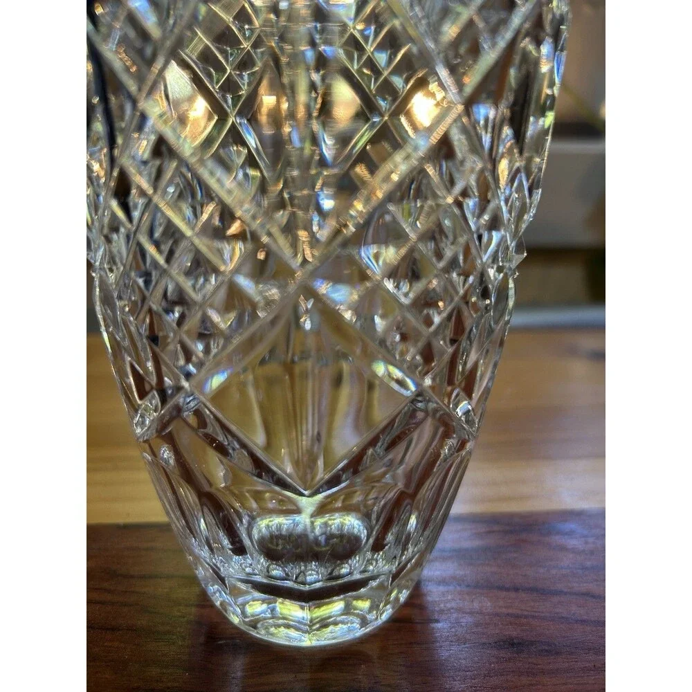 Cut Crystal Vase 8” Bohemian Czech Republic